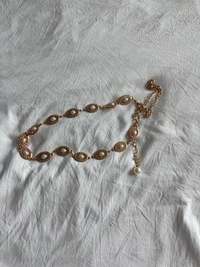 Gold and Pearl Accent Women's Chain Belt